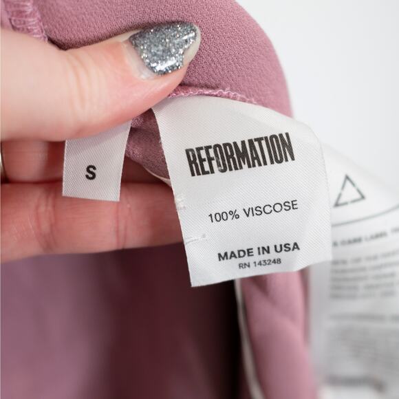 Reformation Arianna Dress Dawn Mauve Ruffle Wrap Maxi Gown Wedding SZ S - Picture 8 of 10